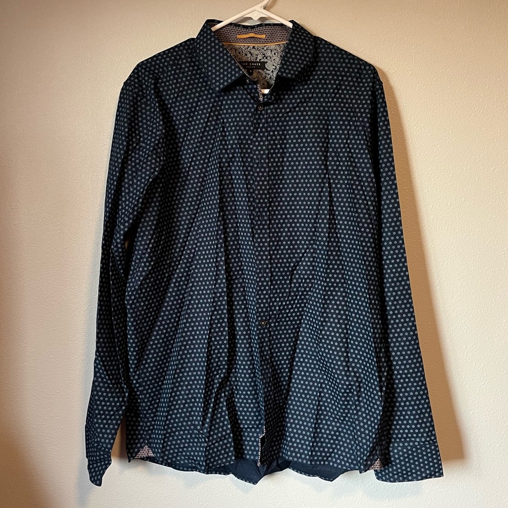 Navy and White Men’s Dress Shirt